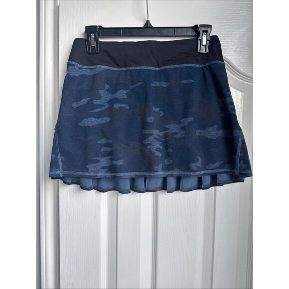 Lululemon Dresses & Skirts - Lululemon Pacesetter Skirt Lotus Camo Blue Navy Teal Size 4 / 29 Inch Waist